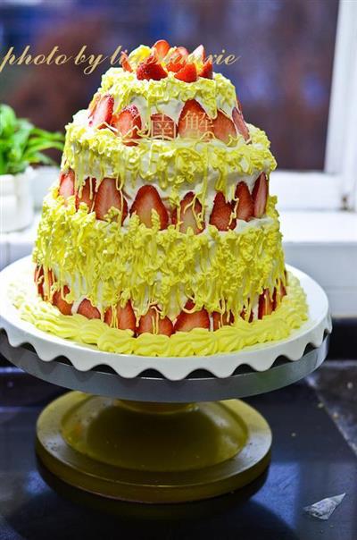 Multi-layered birthday cake