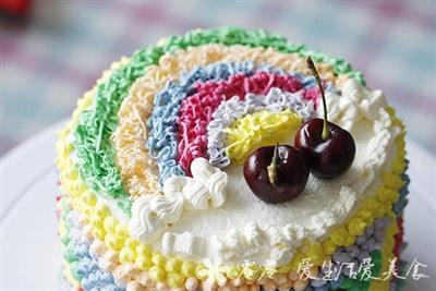 Rainbow cream flower birthday cake