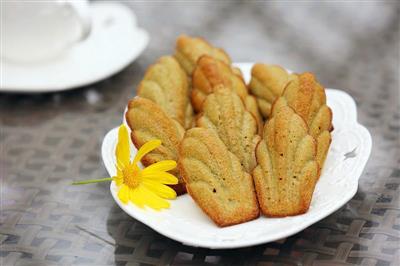 Madeleine cake with tea