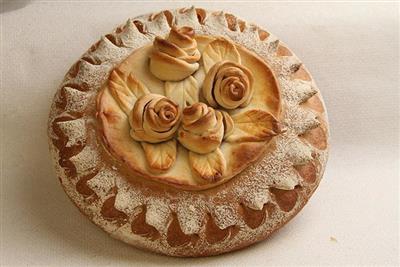 Bread decorated with roses