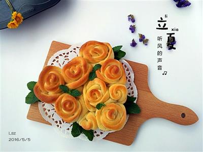 Heart-shaped rose bread