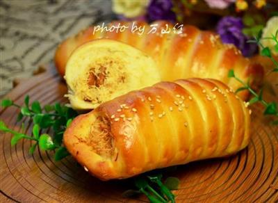 Almond bread with caterpillar meat