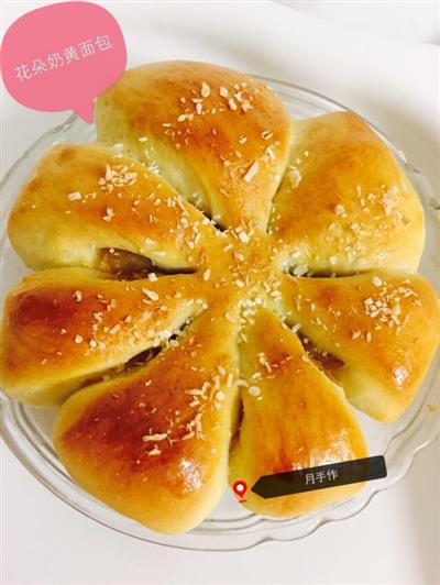 Yellow bread with flower milk