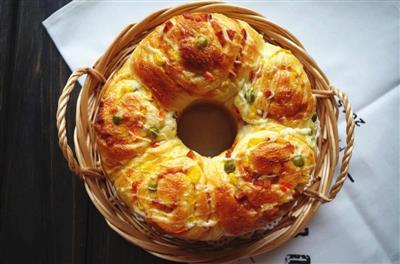 Mix verdura jamón queso rollo de pan  . receta directa