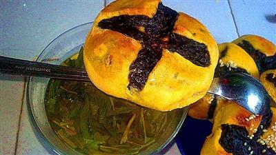 Arroz negro soada pan de calabaza