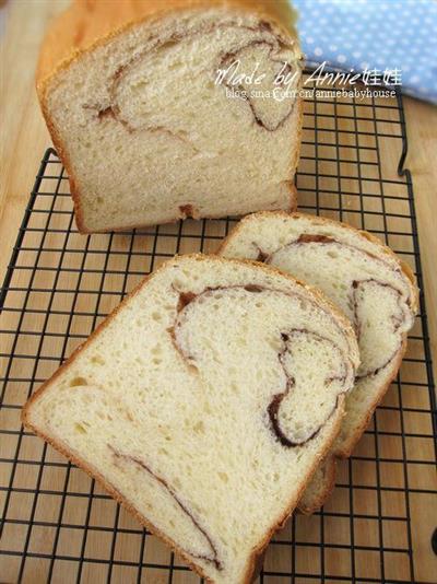 Bread from the baking machine, cocoa marble bread