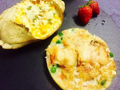 Cheese and bread crab with Korean crab meat pie