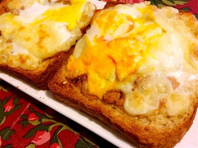 Cheese fish and egg toast