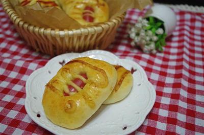 Breakfast is served with a small loaf of bread