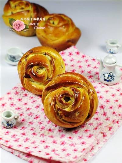 Rollos de pan rosado de arándanos