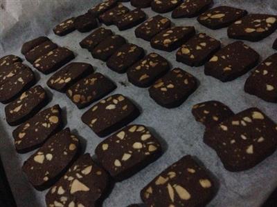 Chocolate coffee and almond cookies