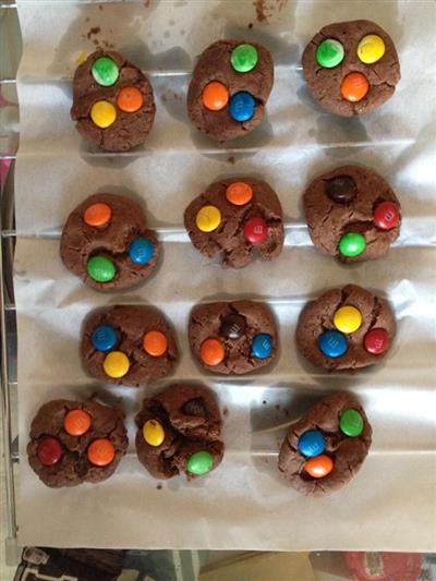 M and M chocolate bean biscuits