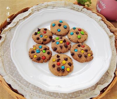 Colorful chocolate bean biscuits