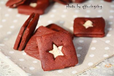 Red and white biscuits