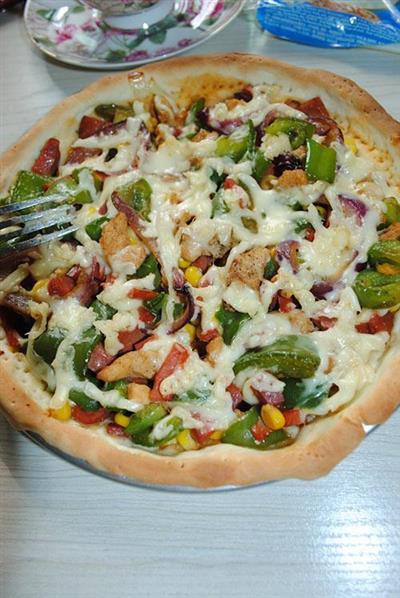 Pizza de jamón de pollo