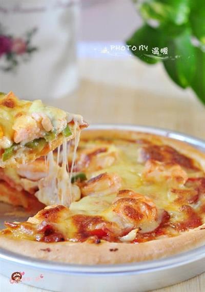 Bacón pizza de gran shrimp