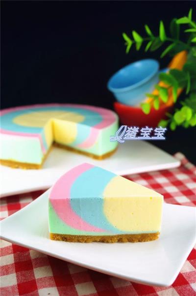 Rainbow yogurt and mousse cake