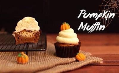 Happy Halloween with pumpkin heart muffins