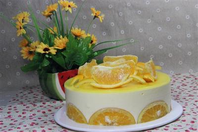 Fresh orange mousse cake