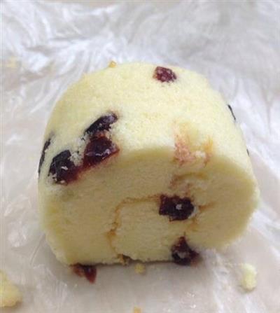 A roll of cranberry cake