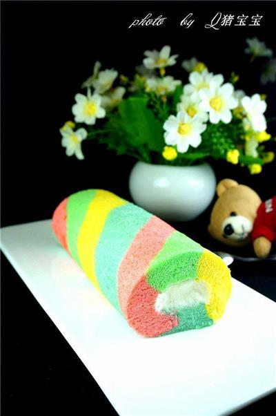 Rainbow cake rolls