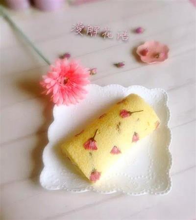 Cherry flower cake roll