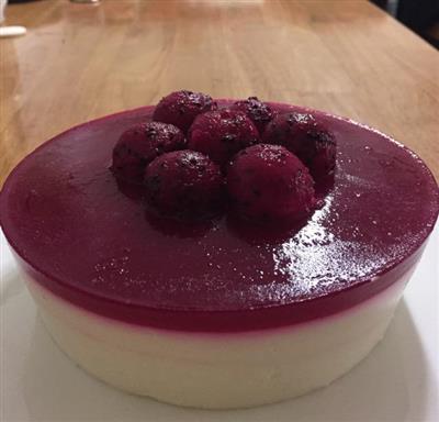 Red hearted dragon fruit yogurt mousse cake