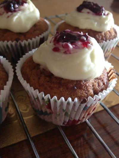 Gluten free cupcake with blueberry jam